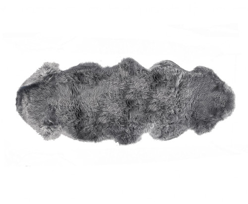 2' X 6' Dark Gray New Zealand Lambs Wool Handmade Area Rug (482895)