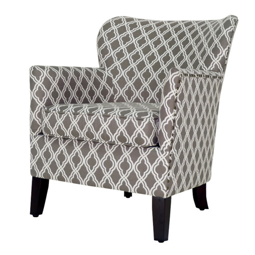 29" Brown And Cream Polyester Blend Trellis Design Armchair (483767)