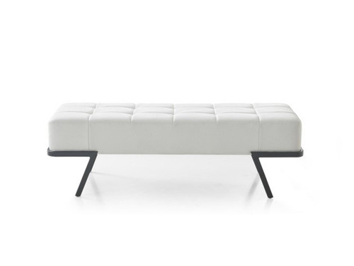 57" White And Black Upholstered Upholstered Bedroom Bench (484594)
