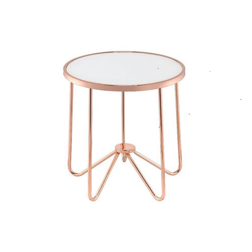 22" X 22" X 22" Frosted Glass And Rose Gold End Table (286261)