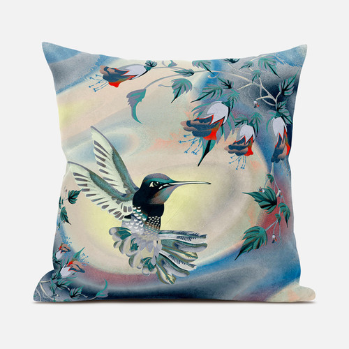 26X26 Yellow Green Blue Bird Blown Seam Broadcloth Animal Print Throw Pillow (485492)