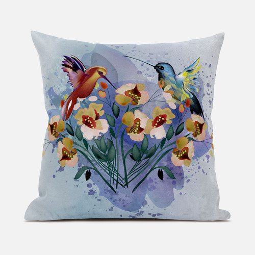 18X18 Mutedmint Yellow Blue Bird Blown Seam Broadcloth Animal Print Throw Pillow (485516)