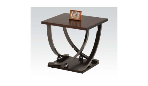 23" Black Nickel And Clear Glass Square End Table With Shelf (485826)