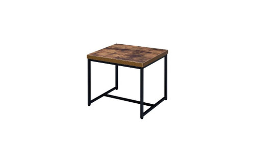 19" Black And Brown Oak Manufactured Wood And Metal End Table (485828)