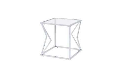 22" Chrome And Clear Glass And Metal Square End Table With Shelf (485863)