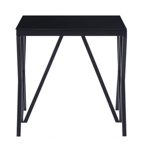 21" Black Glass And Metal Square End Table (485875)