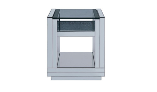 24" Silver Glass And Manufactured Wood Square Mirrored End Table With Two Shelves (486354)