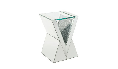 24" Silver And Clear Glass Square Mirrored End Table (486380)