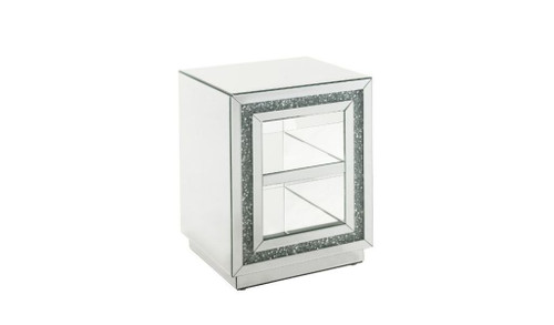 24" Silver Glass Rectangular Mirrored End Table With Two Shelves (486381)