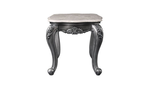 24" Gray And White Marble And Polyresin Rectangular End Table (486388)