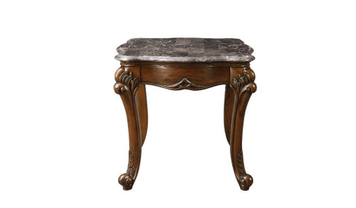 24" Cherry And Brown Marble Polyresin Rectangular End Table (486389)