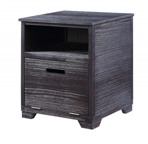 24" Black Manufactured Wood And Solid Wood Rectangular End Table (486392)