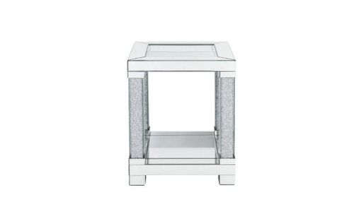 24" Clear Glass And Mirrored Square End Table With Shelf (486403)