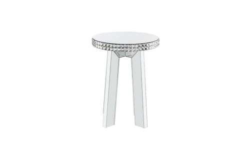 24" Silver Glass Round Mirrored End Table (486404)