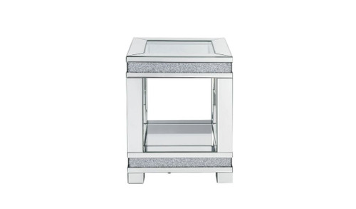 24" Clear Glass And Manufactured Wood Square End Table With Shelf (486406)