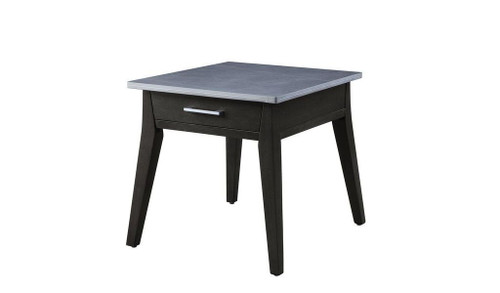 24" Dark Brown And Gray Sintered Stone Manufactured Wood Rectangular End Table With Drawer (486413)