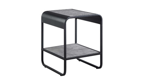 21" Black And Concrete Gray Manufactured Wood And Metal Rectangular End Table With Shelf (486419)