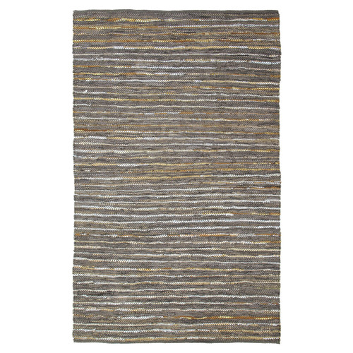 8' X 10' Fossil Striped Handmade Leather Area Rug (486637)