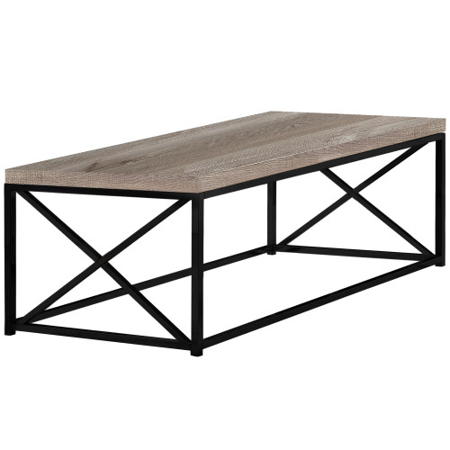 22" X 44" X 17" Taupe, Black, Particle Board, Metal - Coffee Table (333196)