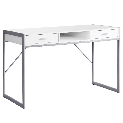 22" X 48" X 30" White, Silver, Metal - Computer Desk (333486)