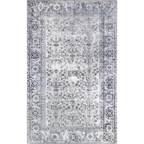 6' X 9' Charcoal Oriental Power Loom Stain Resistant Area Rug (487316)