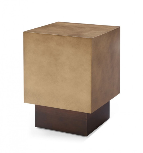24" Antiqued Copper And Light Brown Metal Square End Table (487346)