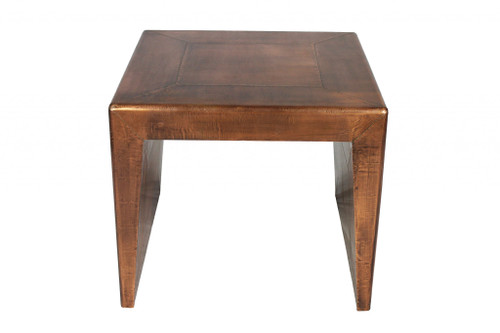 24" Copper Rustic Solid Wood Square End Table (488523)