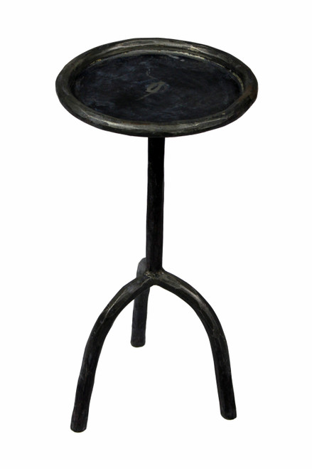 23" Black Iron Pedestal Round End Table (488524)