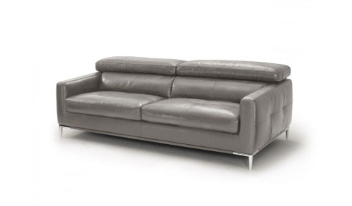 79" Dark Grey Genuine Leather And Silver Standard Sofa (488831)