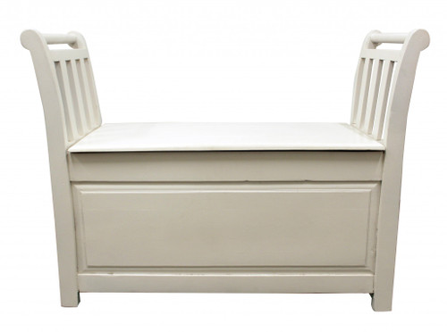 38" White Solid Wood Entryway Bench With Flip Top And High Sides (488863)