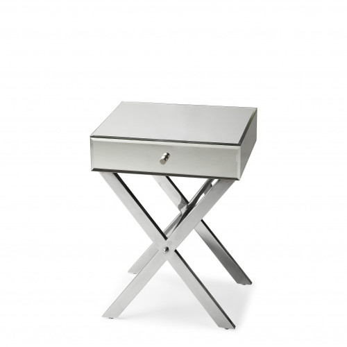 24" Mirrored Glass End Table With Drawer (488903)