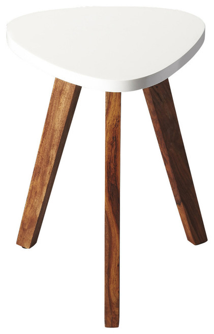 20" White And Natural Wood Triangle End Table (488911)