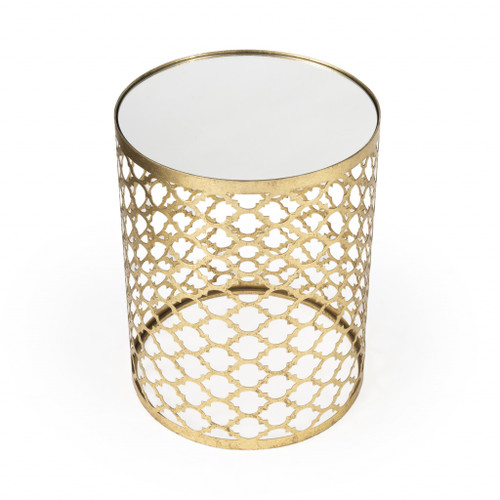 21" Gold Mirrored Round End Table (488925)