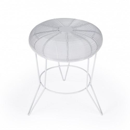 18" White Wire Round Top End Table (488934)