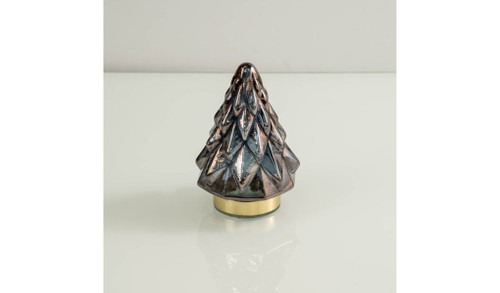 7" Grey And Gold Glass Christmas Tree Sculpture (489087)