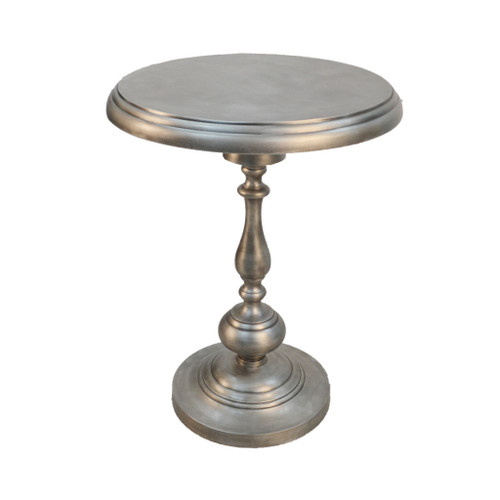 24" Antique Nickle Metal Round End Table (493242)