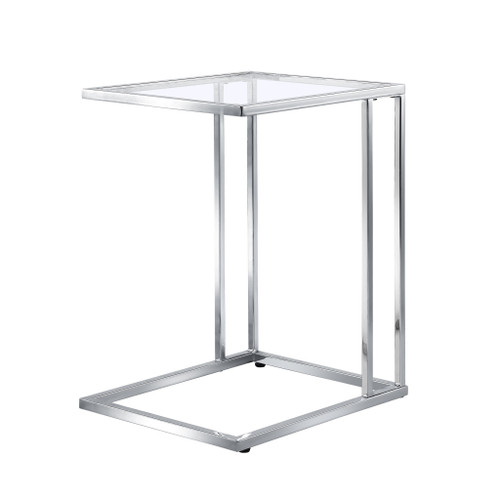 25" Chrome And Clear Glass Square End Table (493245)