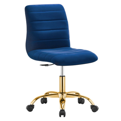 Ripple Armless Performance Velvet Office Chair - Gold Navy EEI-4972-GLD-NAV