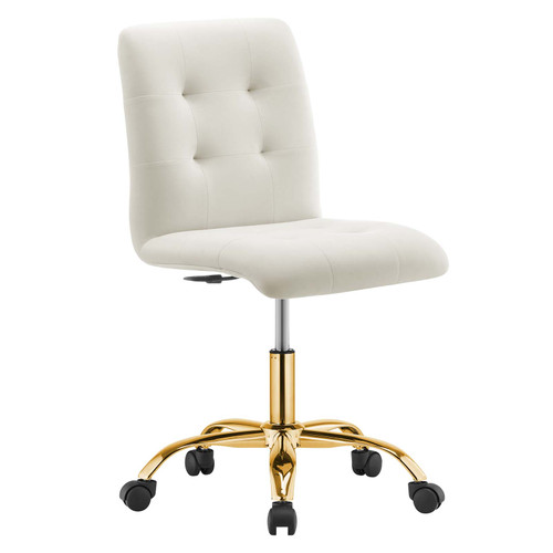Prim Armless Performance Velvet Office Chair - Gold Ivory EEI-4973-GLD-IVO