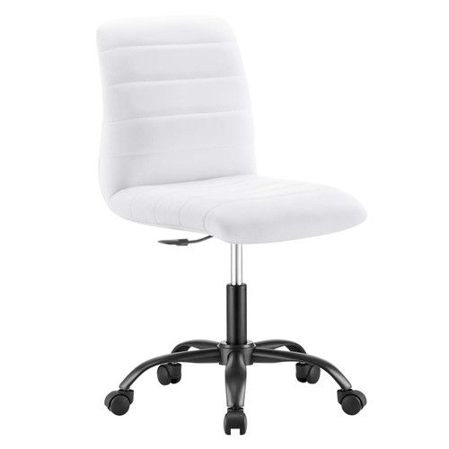 Ripple Armless Vegan Leather Office Chair - Black White EEI-4974-BLK-WHI
