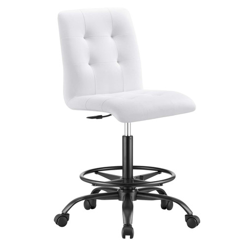 Prim Armless Vegan Leather Drafting Chair - Black White EEI-4979-BLK-WHI