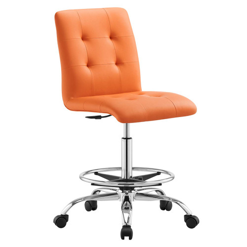 Prim Armless Vegan Leather Drafting Chair - Silver Orange EEI-4981-SLV-ORA