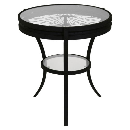 22.5" X 22.5" X 24" Black, Clear, Tempered Glass, Metal - Accent Table (332738)