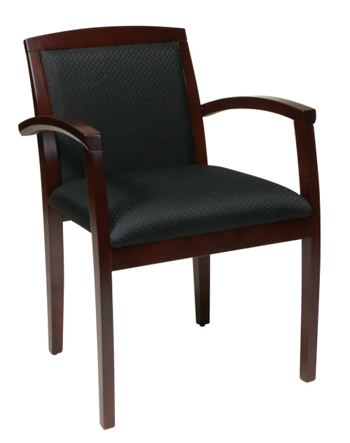 Mahogany Leg Chair With Upholstered Seat And Wood Slat Back - Mahogany / Black (KEN-1292-MAH)