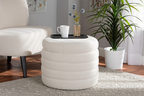 Tabitha Modern And Contemporary Ivory Boucle Upholstered Storage Ottoman 228-Beige-Ottoman