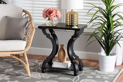 Cianna Classic And Traditional Black Wood End Table JY21A025-Black-Wooden-ET