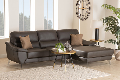 Townsend Modern Brown Full Leather Sectional Sofa With Right Facing Chaise LSG6001L-Sectional-Full Leather-Brown-Dakota 05