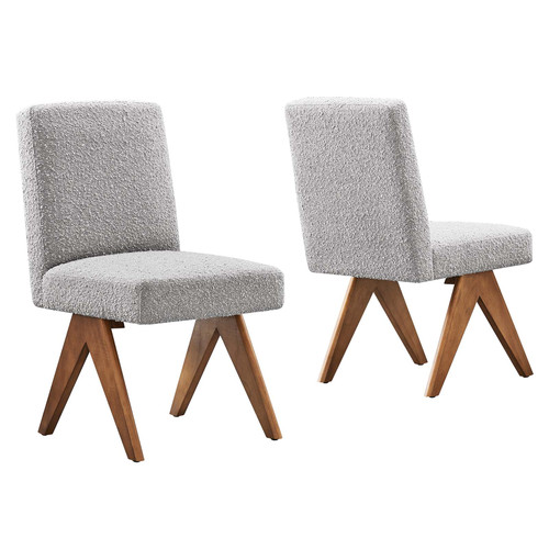 Lyra Boucle Fabric Dining Room Side Chair - Set Of 2 EEI-6508-LGR