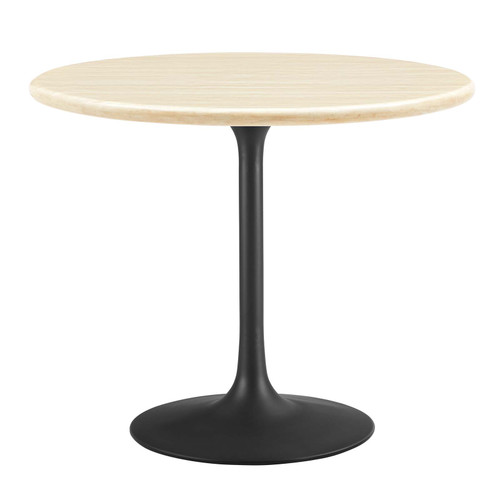 Lippa 36" Round Artificial Travertine Dining Table EEI-6750-BLK-TRA