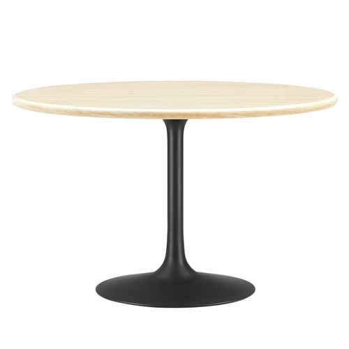 Lippa 48" Round Artificial Travertine Dining Table EEI-6755-BLK-TRA